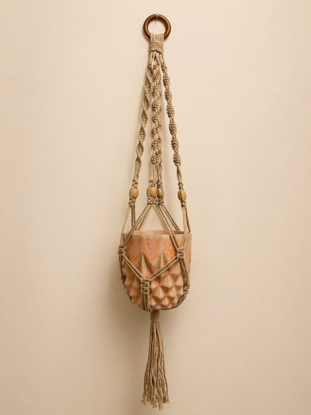 Des Pots Ceramic Planter + Macramé Hanger