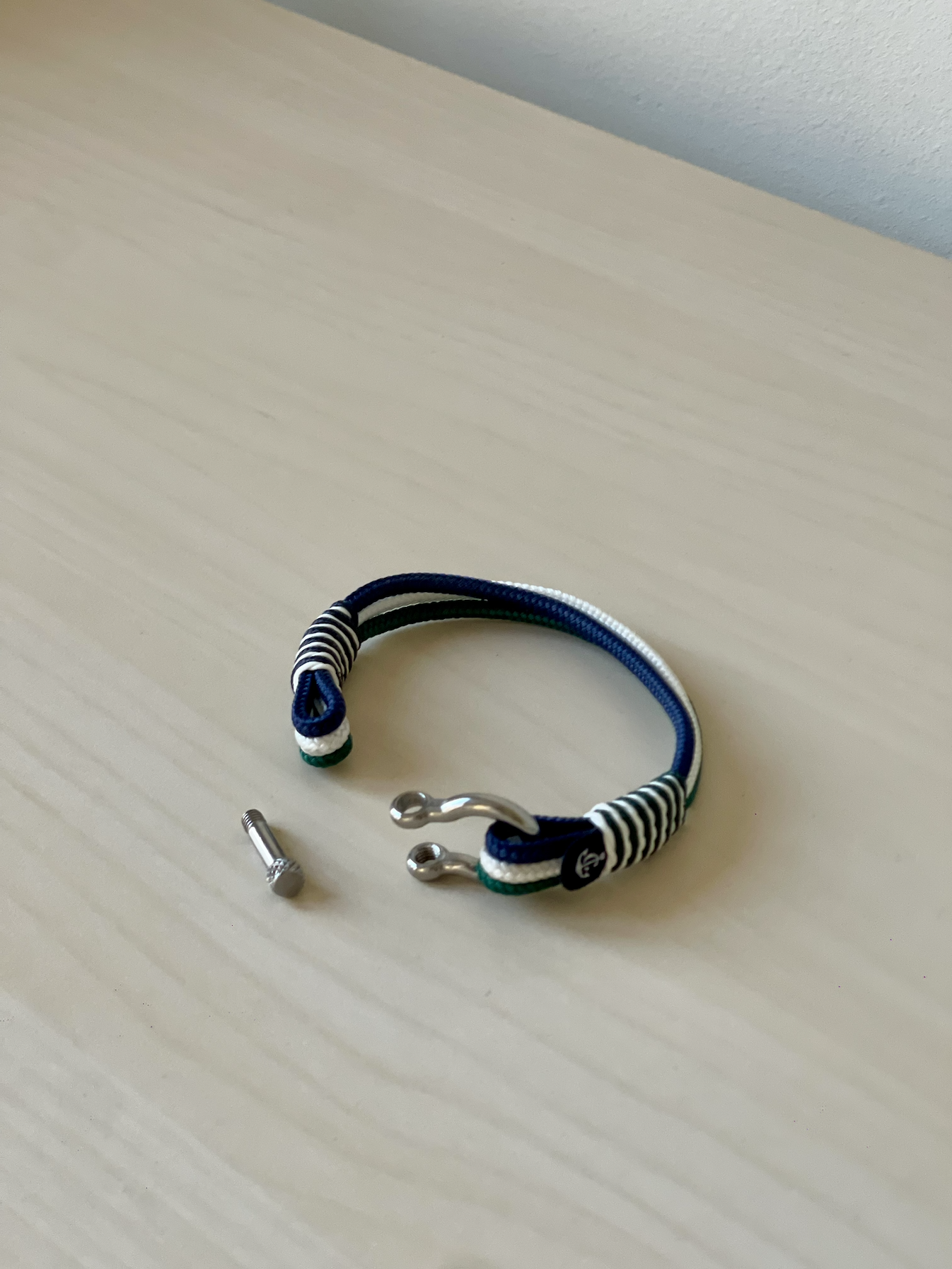 Constantin Nautics Nautical Rope Bracelet – Blue, Green & White - Image 3