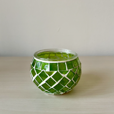 Handmade Green Mosaic Glass Candle Holder