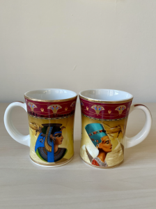 Vintage Set of 2 Fathy Mahmoud Egyptian Mugs