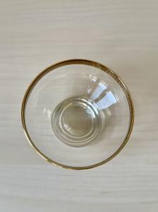Glass Dessert Bowl with Gold Rim