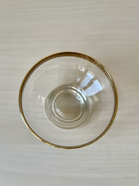 Glass Dessert Bowl with Gold Rim
